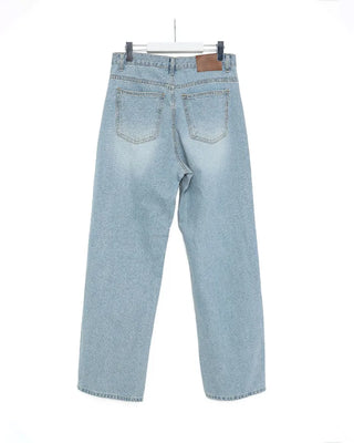 Washed wide-leg denim