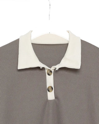 Open-collar double-button knit