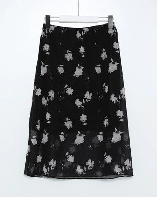 Flower Chiffon Midi Skirt