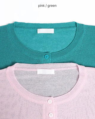 Henley neck sheer knit