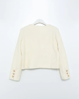Gold Button Round Neck Jacket
