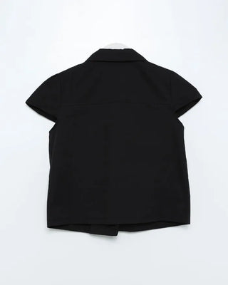 Round collar neck double-button blouse