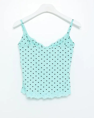 Polka Dot Lace V-Neck Slim Camisole Bra Top