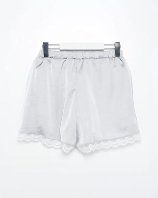 Satin lace hem shorts