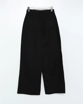 Wide-leg pleated cotton pants