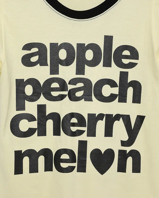 Fruit Name Ringer Semi-Cropped Half T-Shirt