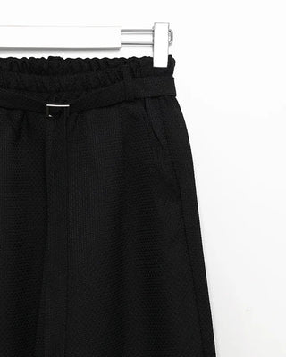 Belted Elastic Waist Tweed Wide Pants