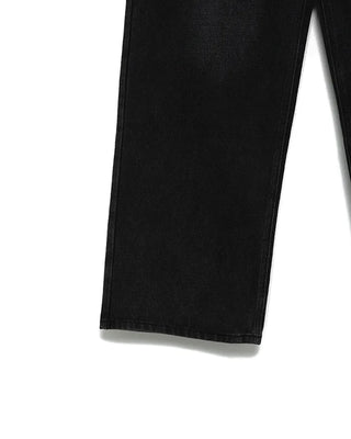 Two-button denim wide-leg pants