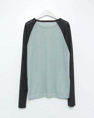 Summer knit raglan bicolor long-sleeve T-shirt