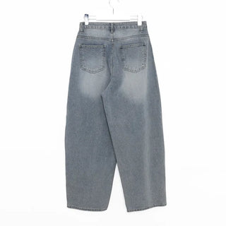 Side-tuck wide denim pants
