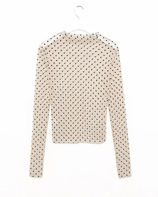 Polka Dot See-Through Long Sleeve T-Shirt