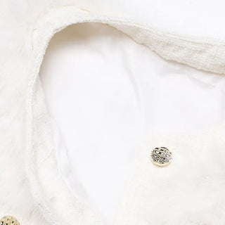 Gold button fur jacket