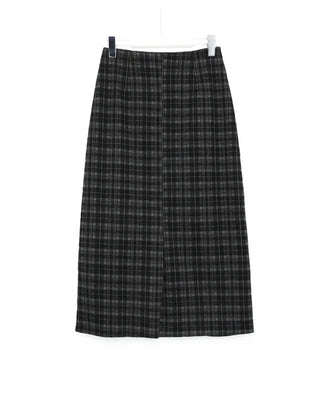 H-line check long skirt
