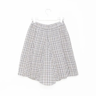 Pleated check midi skirt