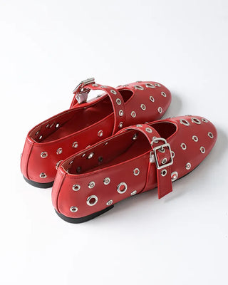 Perforated Mary Jane Flat Shoes