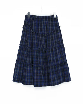 Checked frill long skirt