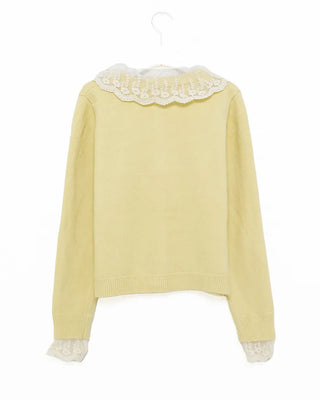 Lace-layered round cardigan