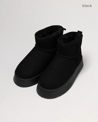 Inner fleece ankle-cut high-sole sheepskin boots