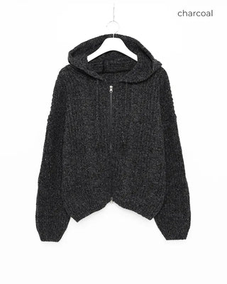 Hooded knit zip-up