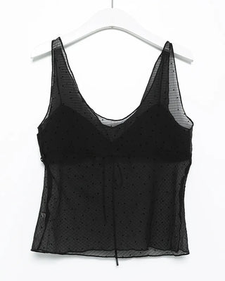 Pindot border sheer bustier