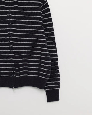 Striped knit zip-up