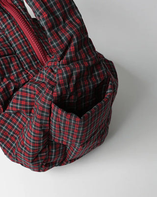 Checked Shirring Shoulder Bag