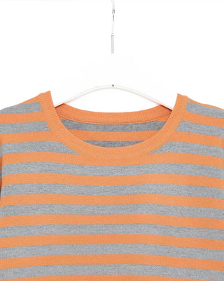 Round neck striped ribbed hem knit