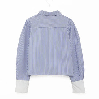 Striped two-tone cropped shirt