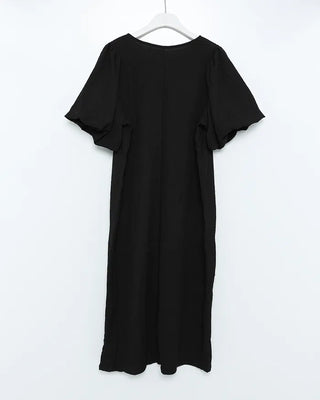 Balloon puff half-sleeve long dress