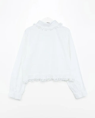 Flower embroidered peplum blouse