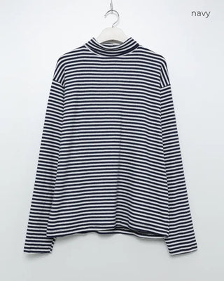 Turtleneck striped long-sleeve T-shirt
