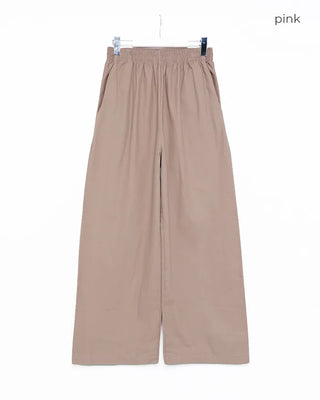 Cotton wide-leg elastic waist pants