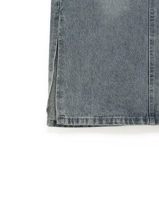 Long slit denim skirt