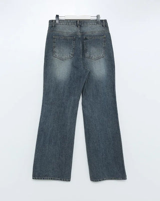 (Unisex) Vintage Wash Flare Denim Pants