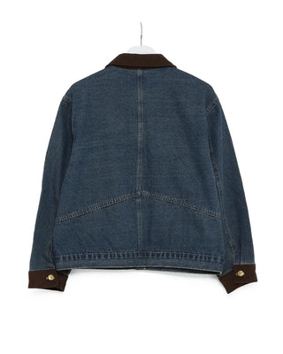 Corduroy Collar Neck Denim Jacket
