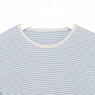 White ribbed border half-sleeve T-shirt