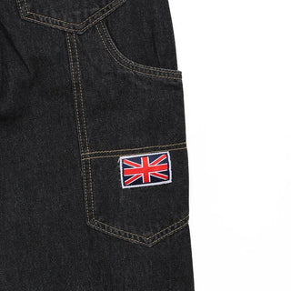 Patchwork cargo denim