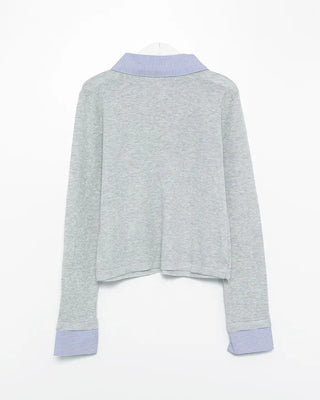 Shirt-layered cardigan