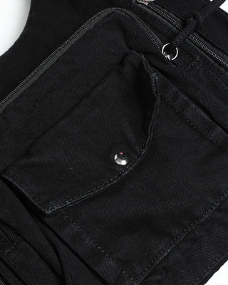 3-way multi-pocket denim bag