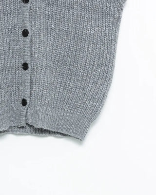 V-neck ribbed knit button vest