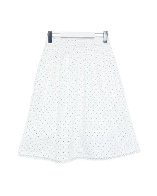 Vintage polka dot shirred midi skirt