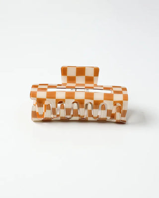 Block Check Square Hair Clip