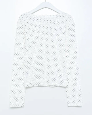 Round neck polka dot cardigan