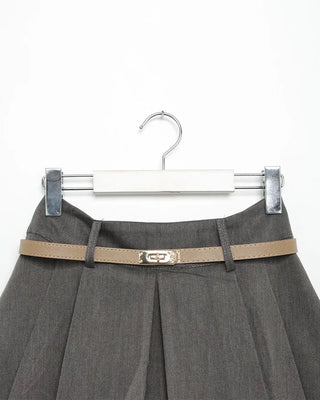 Belted pleated mini skirt