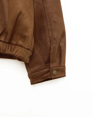 Suede round neck jacket