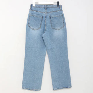 Unisex basic denim wide-leg pants