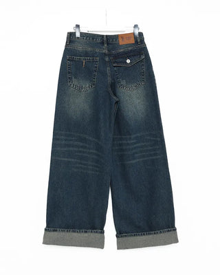 (Unisex) One-flap hip pocket wide jeans