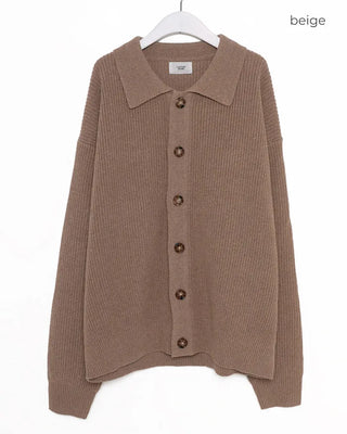 Collared knit cardigan