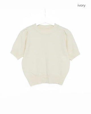 Puff Basic Round Neck Short Sleeve Knit