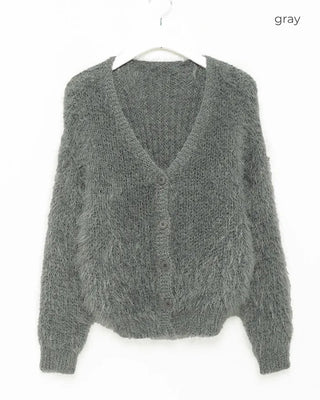 Fur knit cardigan